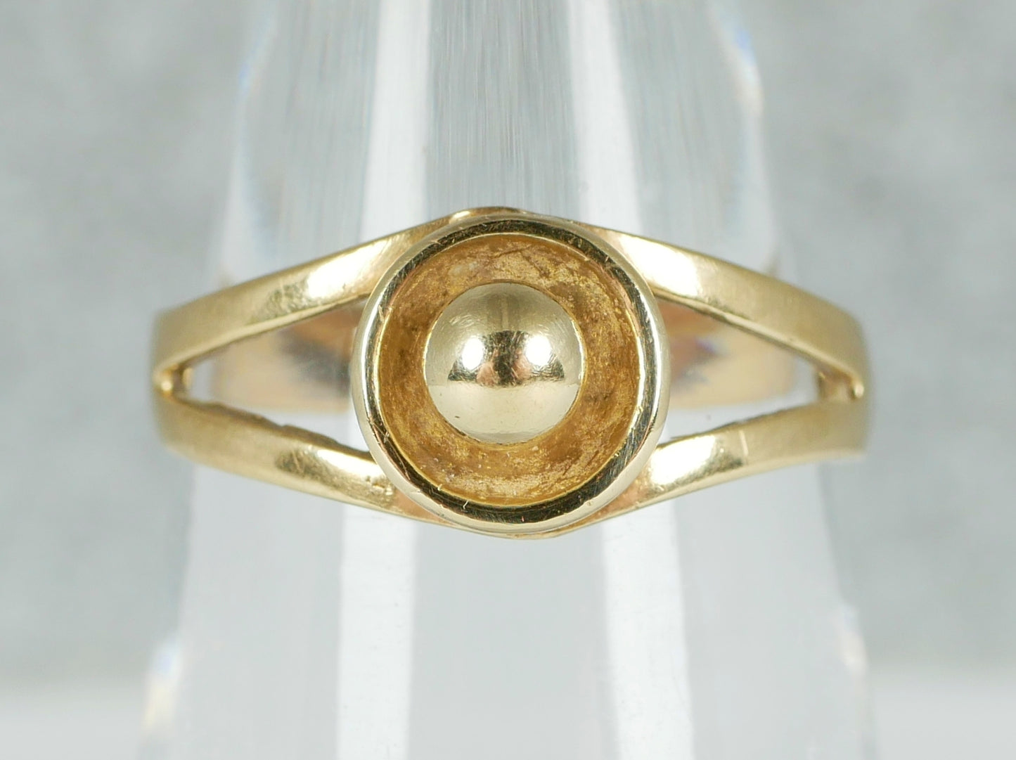 Vintage English 1976 Solid 9ct Yellow Gold Collar Stud Dress Ring Size 6.5 M 52