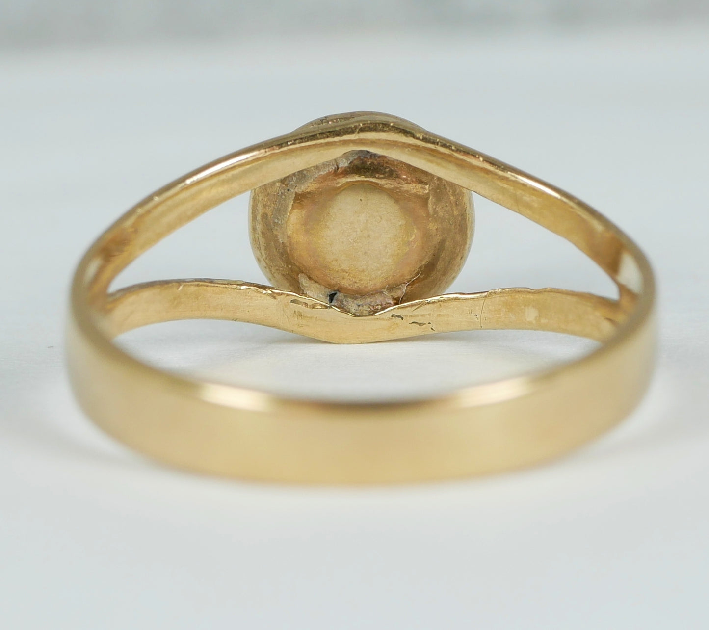 Vintage English 1976 Solid 9ct Yellow Gold Collar Stud Dress Ring Size 6.5 M 52