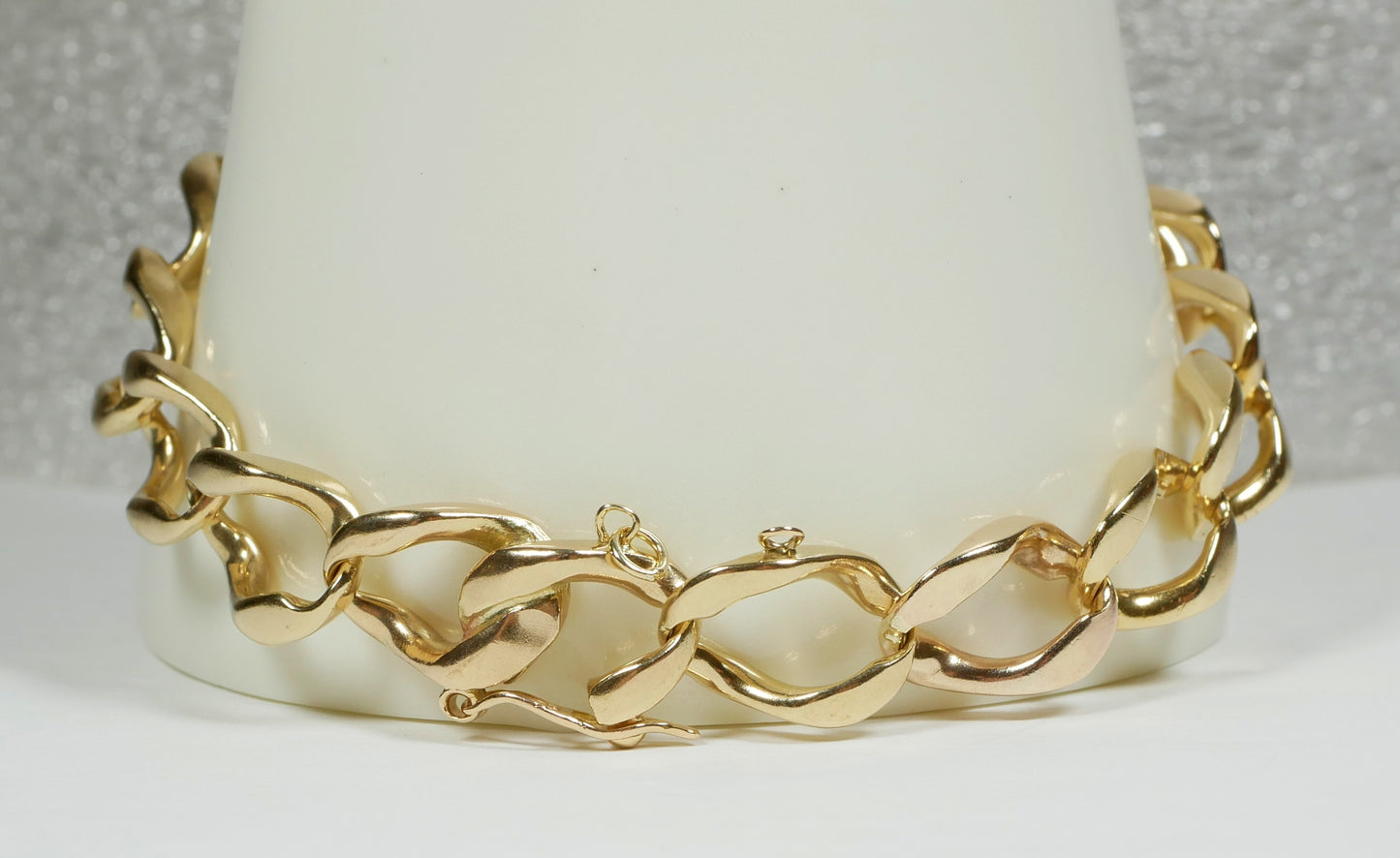 Heavy Solid 9ct Yellow Gold 21cm 8" Chunky 9mm Cuban Link Chain Bracelet 26.5gm