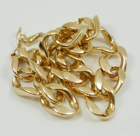 Heavy Solid 9ct Yellow Gold 21cm 8" Chunky 9mm Cuban Link Chain Bracelet 26.5gm