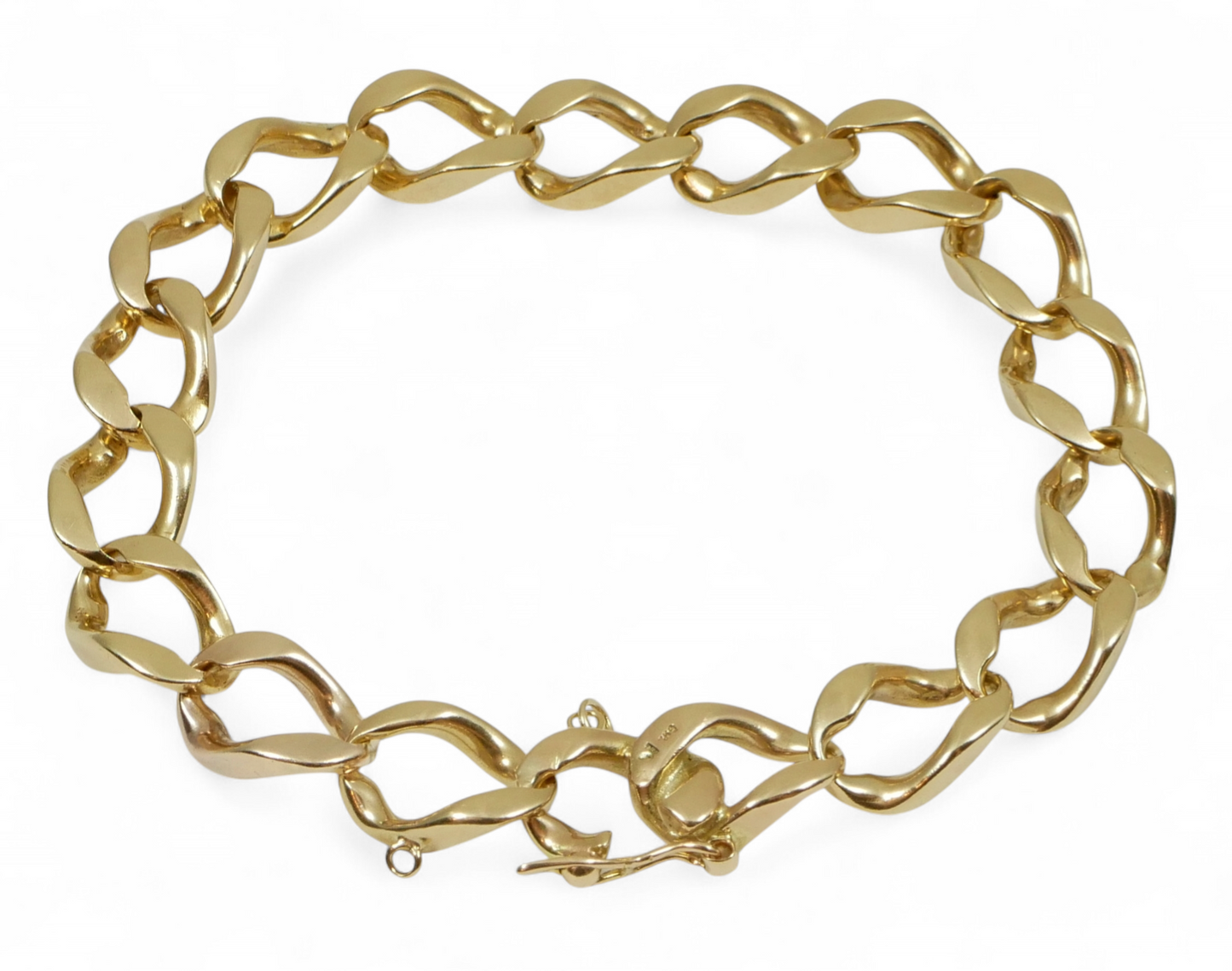 Heavy Solid 9ct Yellow Gold 21cm 8" Chunky 9mm Cuban Link Chain Bracelet 26.5gm