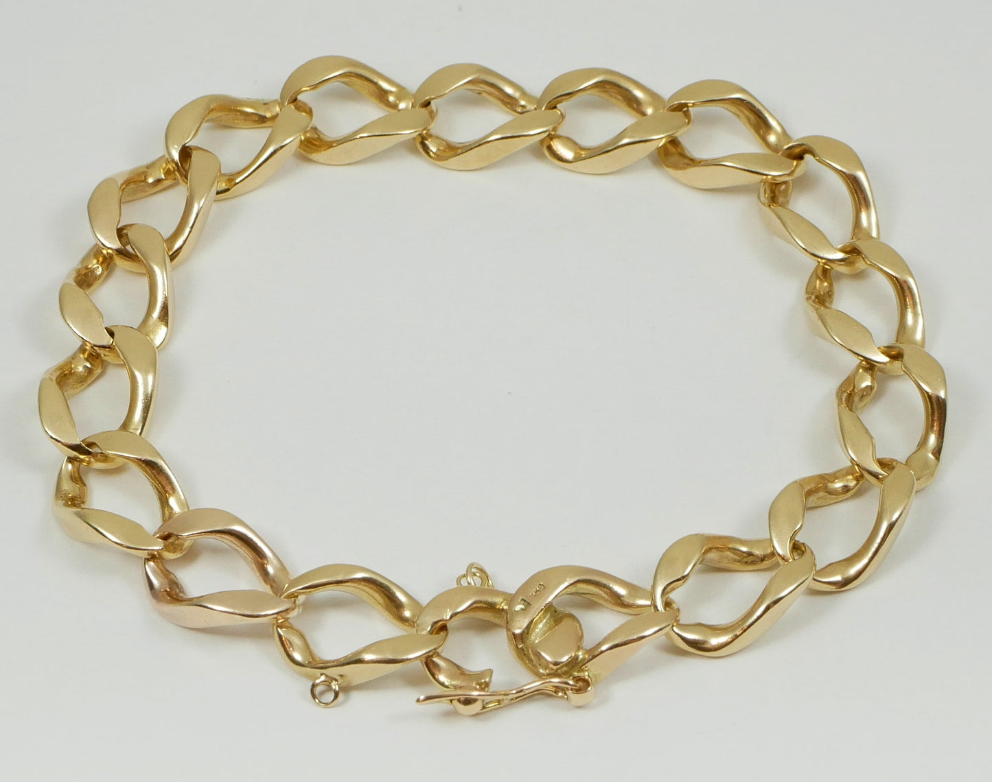 Heavy Solid 9ct Yellow Gold 21cm 8" Chunky 9mm Cuban Link Chain Bracelet 26.5gm
