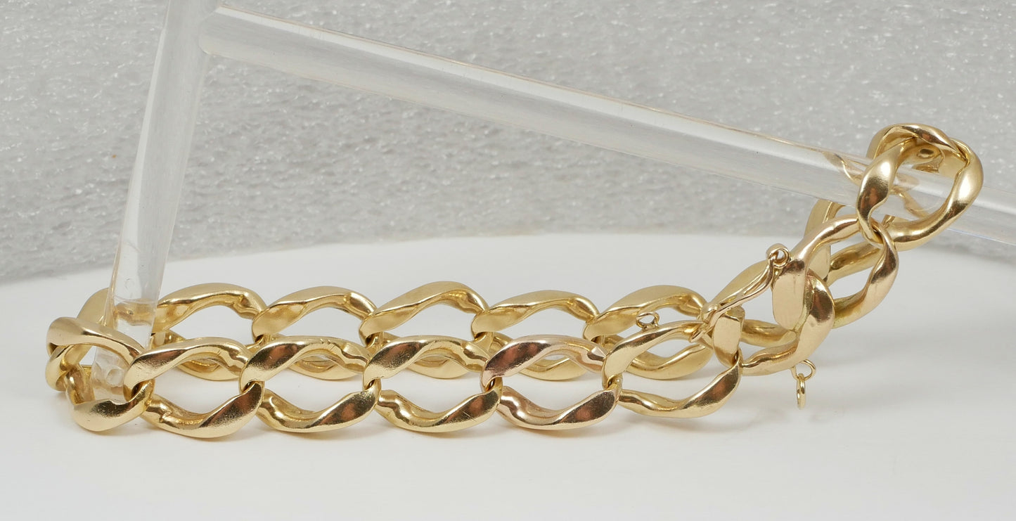 Heavy Solid 9ct Yellow Gold 21cm 8" Chunky 9mm Cuban Link Chain Bracelet 26.5gm