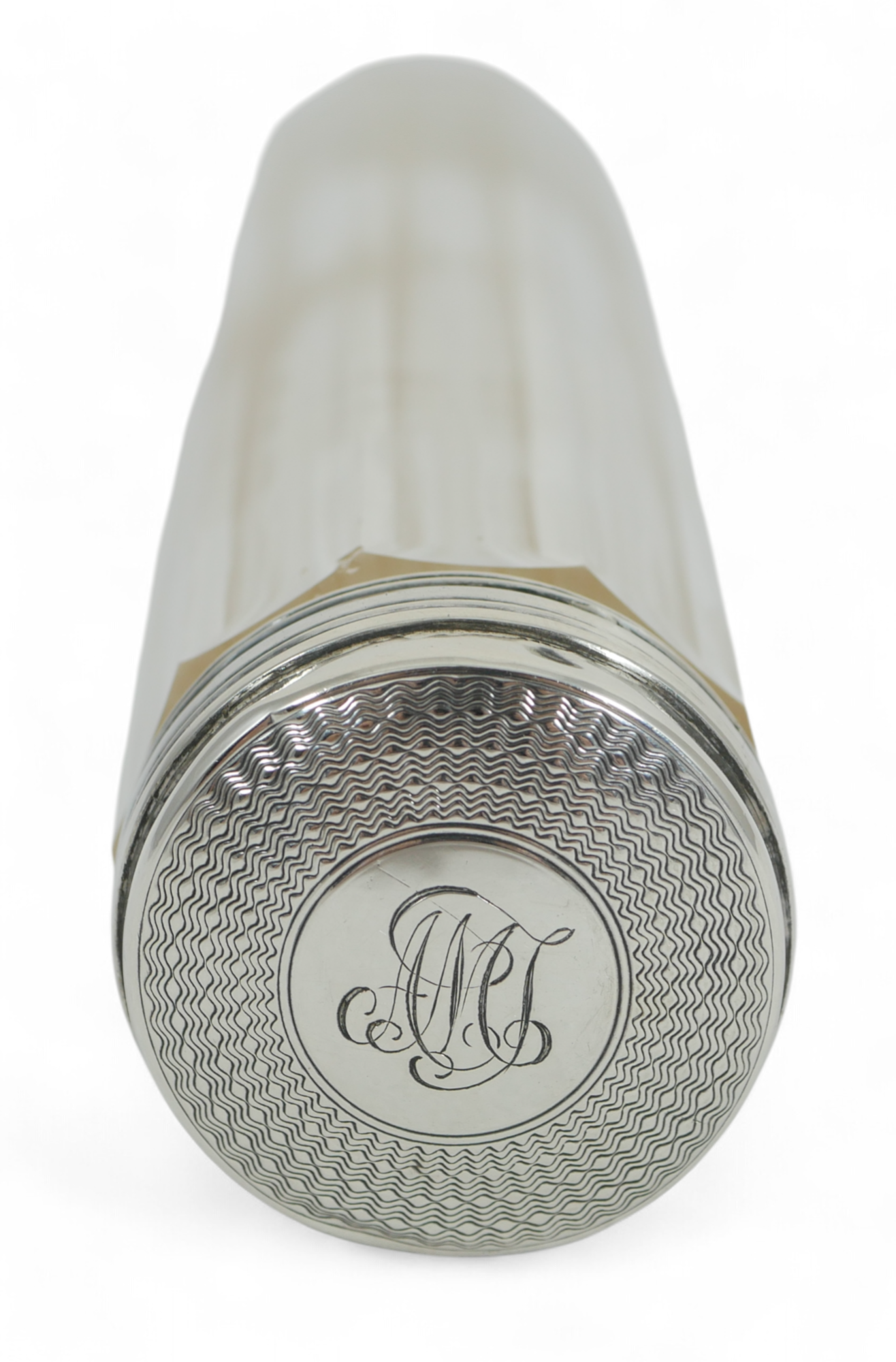 Antique Art Deco 1923 Sterling Silver Faceted Glass Tall Hairpin Pin Bottle Jar