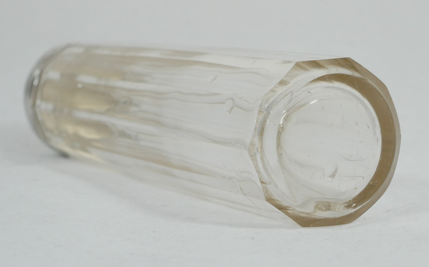 Antique Art Deco 1923 Sterling Silver Faceted Glass Tall Hairpin Pin Bottle Jar
