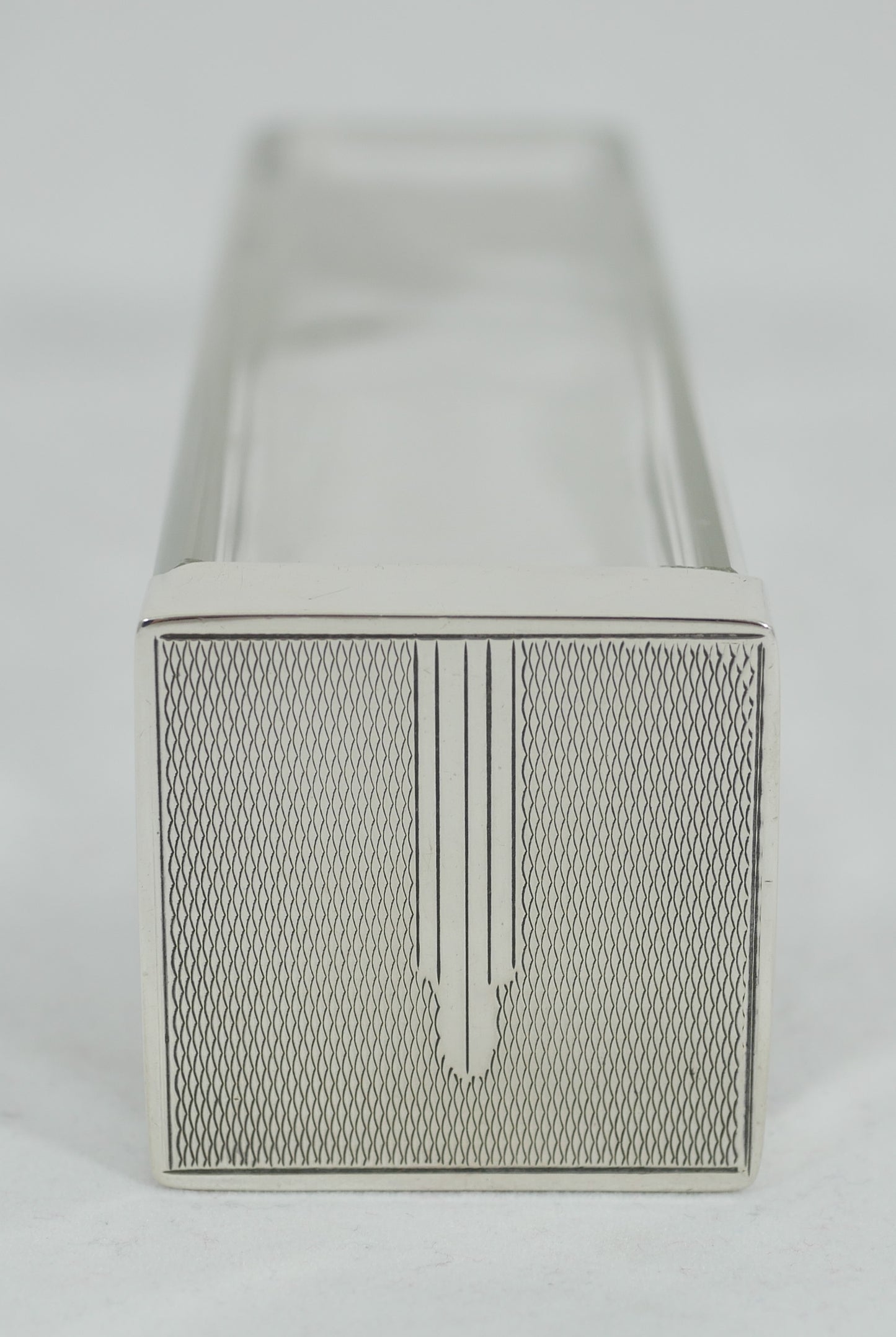 Antique Art Deco 1937 Sterling Silver Square Glass Tall Hairpin Pin Bottle Jar
