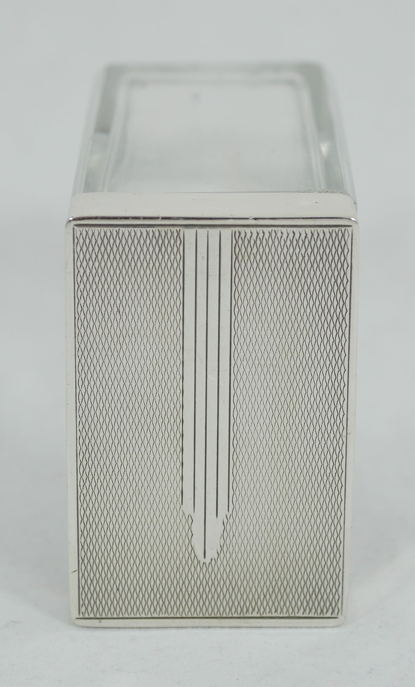 Antique Art Deco 1937 Sterling Silver Rectangular Glass Hairpin Pin Bottle Jar