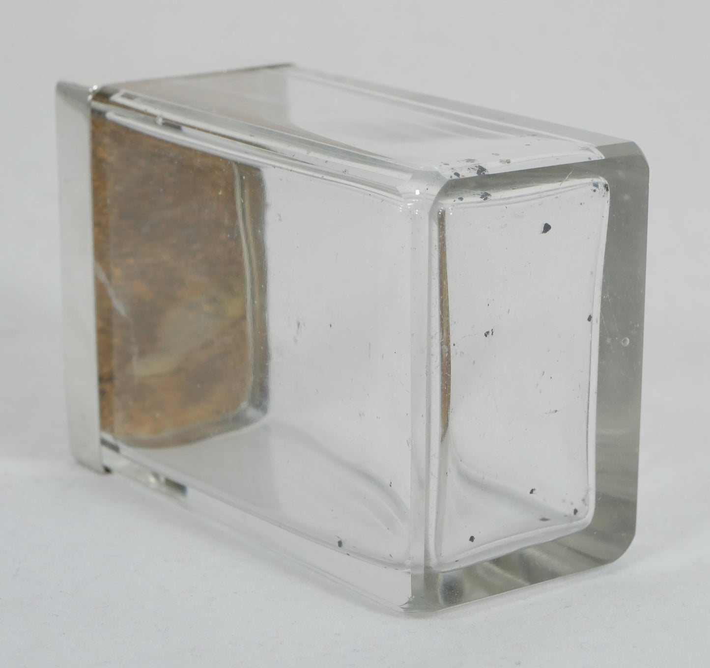 Antique Art Deco 1937 Sterling Silver Rectangular Glass Hairpin Pin Bottle Jar