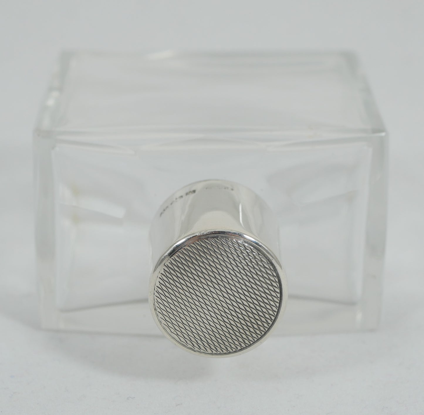 Antique Art Deco 1937 Sterling Silver Rectangular Glass Perfume Scent Bottle Jar