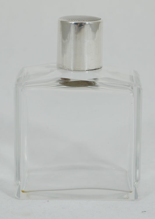 Antique Art Deco 1937 Sterling Silver Rectangular Glass Perfume Scent Bottle Jar