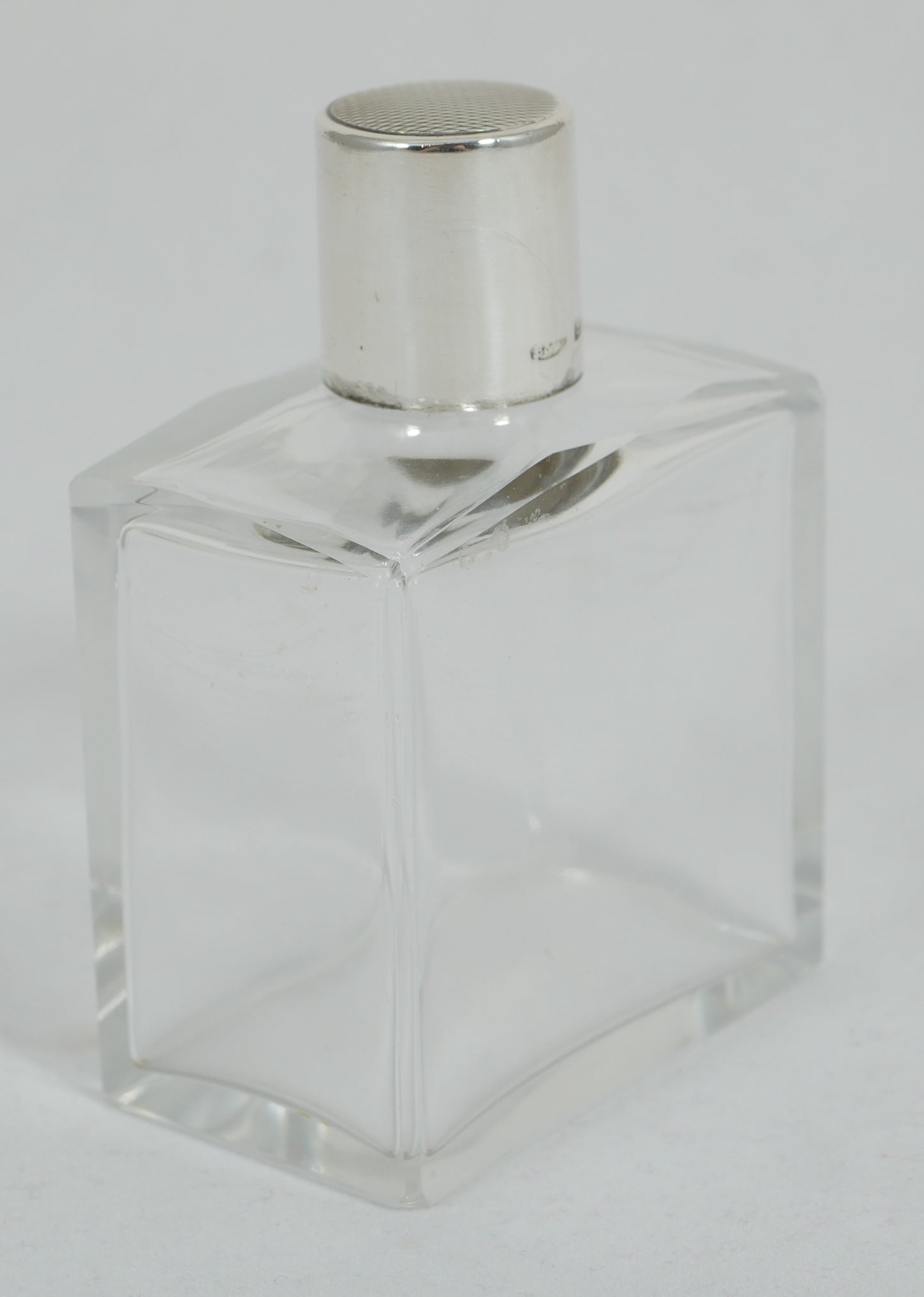 Antique Art Deco 1937 Sterling Silver Rectangular Glass Perfume Scent Bottle Jar
