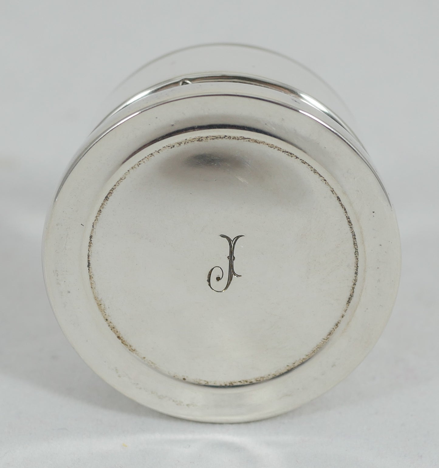 Antique Edwardian 1919 Sterling Silver Round Glass Rouge Pot Pill Box Jar Bottle