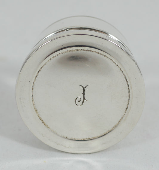Antique Edwardian 1919 Sterling Silver Round Glass Rouge Pot Pill Box Jar Bottle