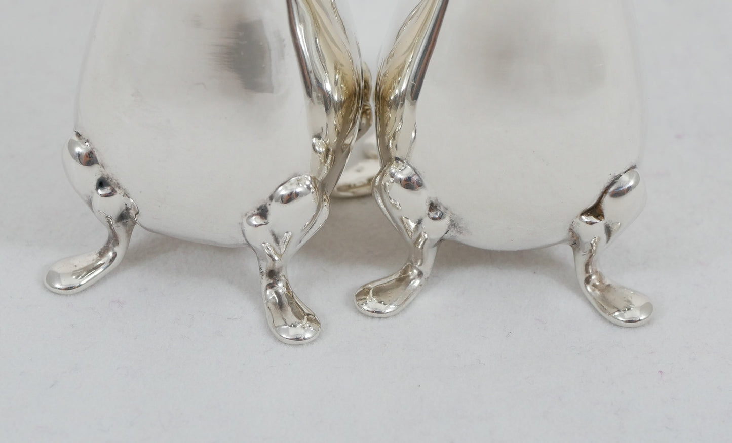 Antique Edwardian 1915 Sterling Silver 4pc Cruet Set Salt Cellar Dish Pepper Pot