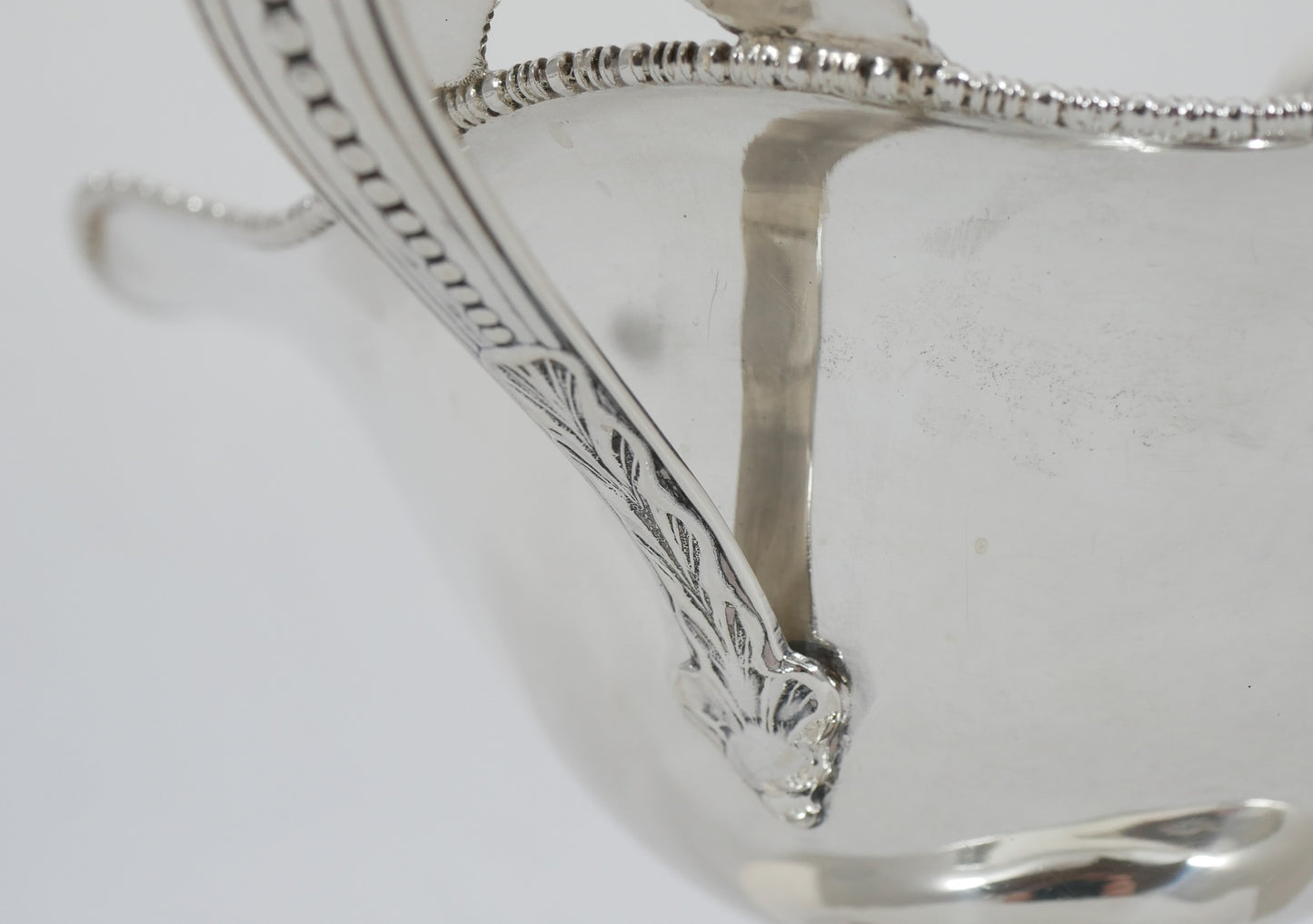 Antique Edwardian 1907 Sterling Silver Double Ended Gravy Sauce Boat Saucer Tray
