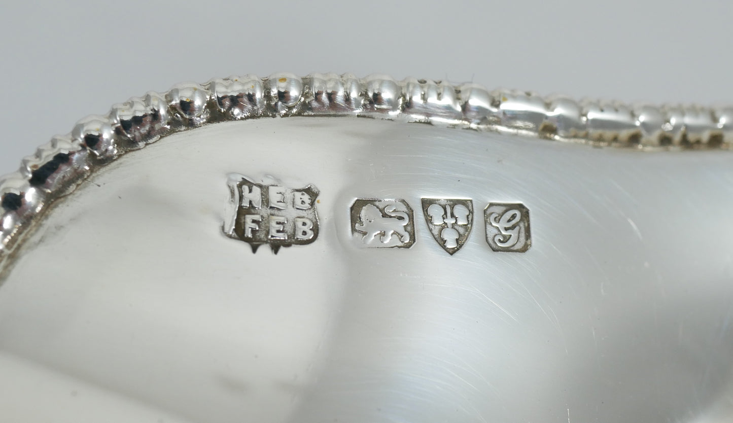 Antique Edwardian 1907 Sterling Silver Double Ended Gravy Sauce Boat Saucer Tray
