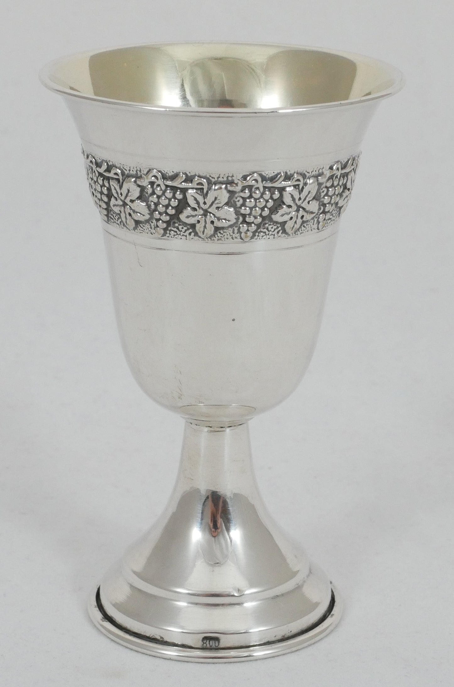 Antique Vintage Solid 800 Silver Wine Goblet Stemmed Cup 100ml Grape Vine Glass