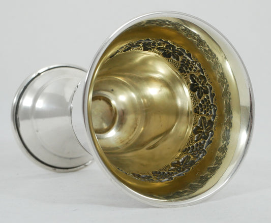 Antique Vintage Solid 800 Silver Wine Goblet Stemmed Cup 100ml Grape Vine Glass
