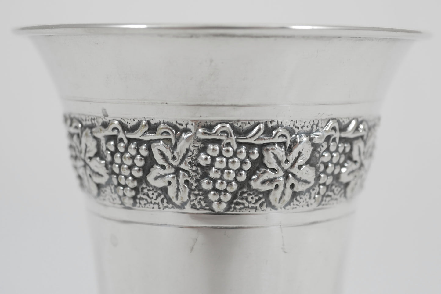 Antique Vintage Solid 800 Silver Wine Goblet Stemmed Cup 100ml Grape Vine Glass
