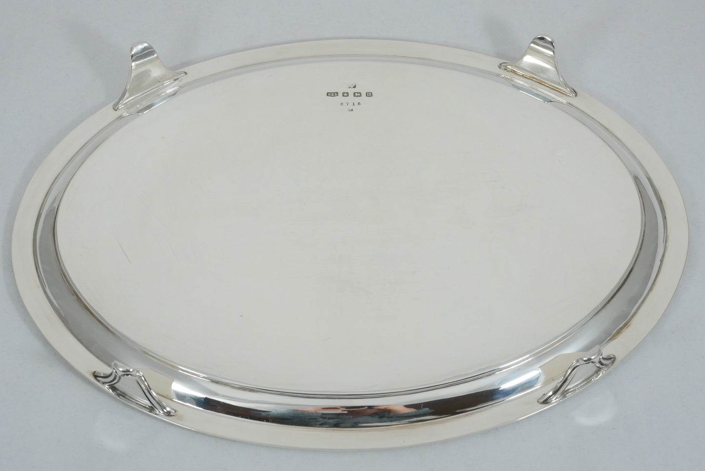 Antique Art Deco 1929 Sterling Silver 31cm 12" Oval Footed Serving Tray Salver