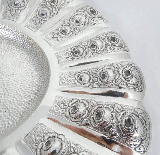 Antique 1940 Hungarian Huge 800 Silver 37cm Platter Plate Bowl Centrepiece Tray