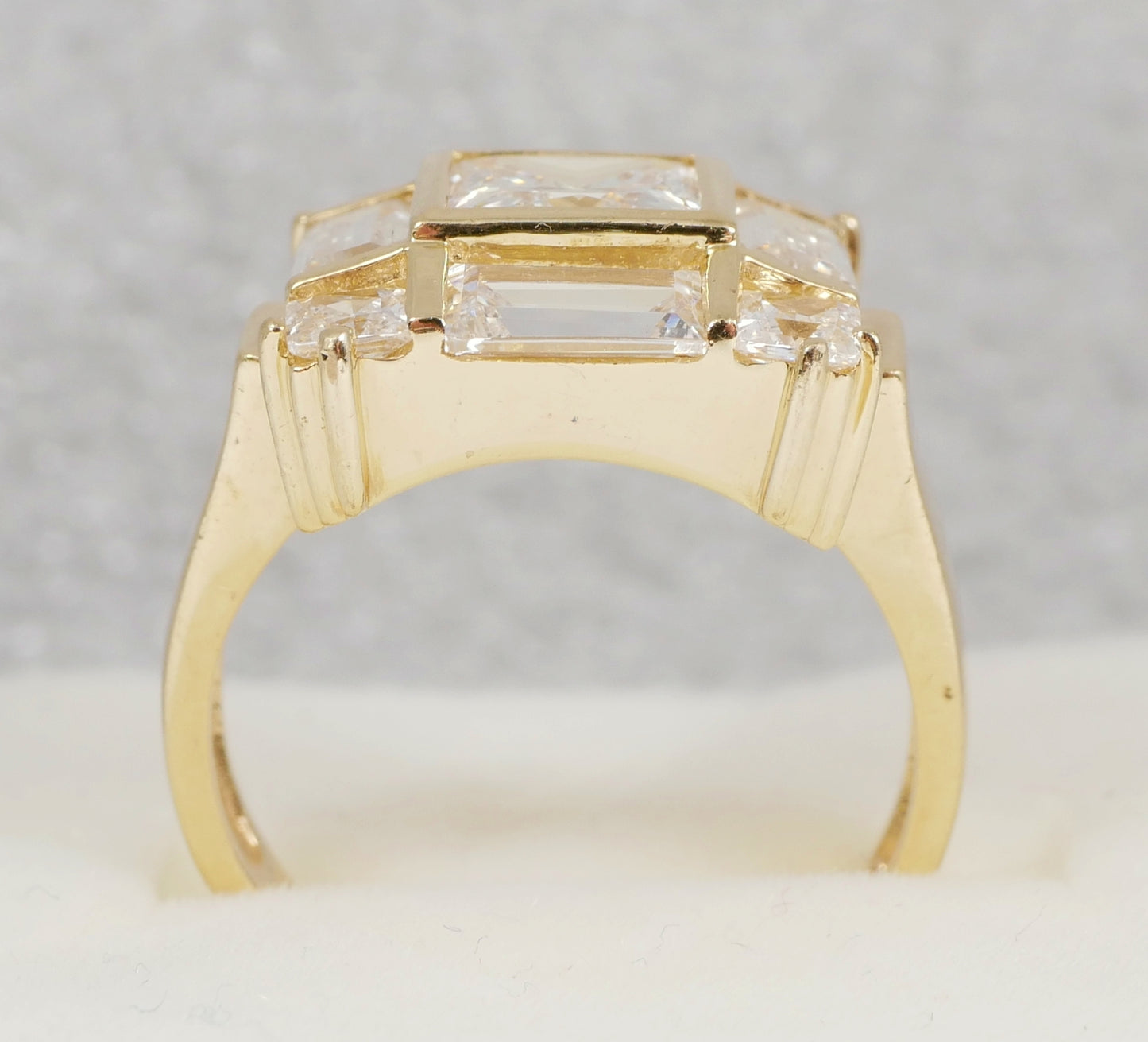 Modern Solid 14ct Yellow Gold Princess Cut Engagement Cluster Ring Size 6.5 M 52