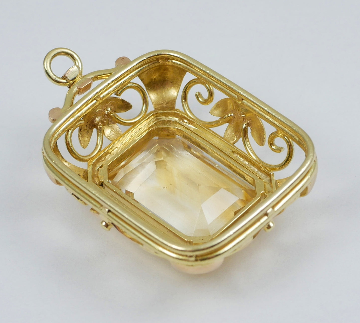 Large 35mm Solid 14ct Yellow Gold 10.85ct Emerald Cut Citrine Necklace Pendant