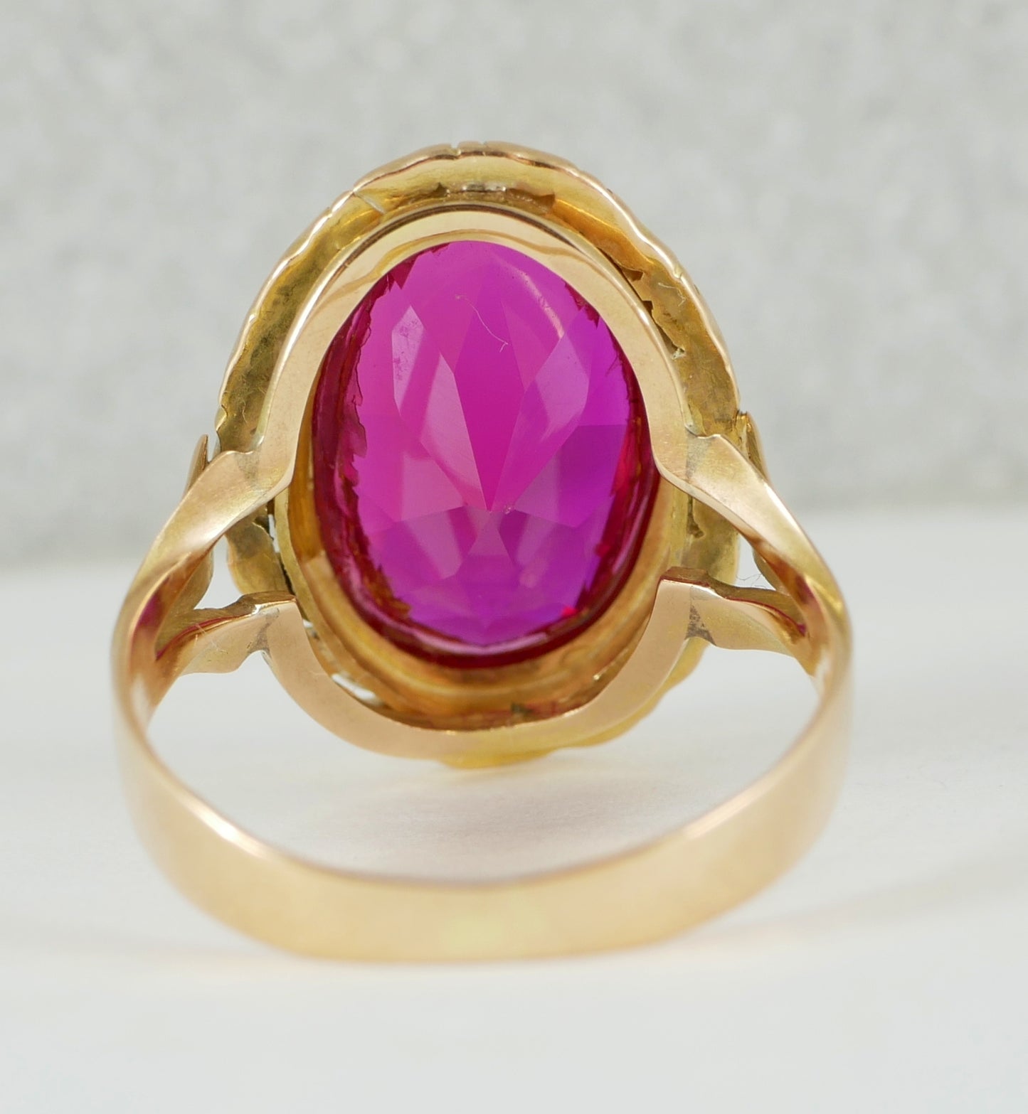 Vintage Solid 14ct Yellow Gold Oval Cut 7ct Ruby Cocktail Dress Ring Size 8 P 56