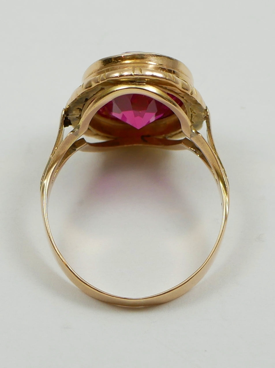 Vintage Solid 14ct Yellow Gold Oval Cut 7ct Ruby Cocktail Dress Ring Size 8 P 56
