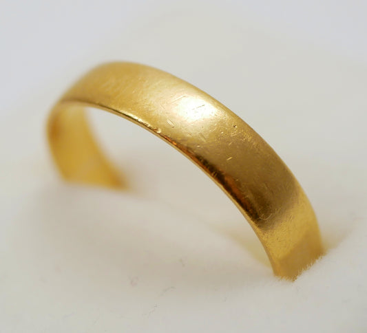Antique Edwardian 1908 Solid 22ct Yellow Gold Wedding Band Ring Size 6.5 M 52