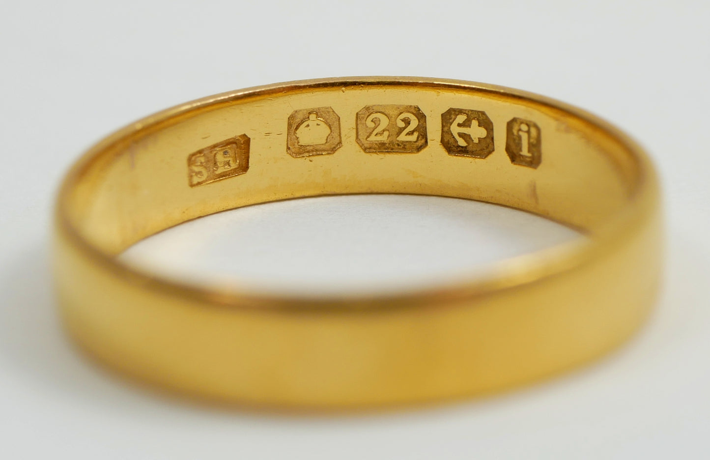 Antique Edwardian 1908 Solid 22ct Yellow Gold Wedding Band Ring Size 6.5 M 52