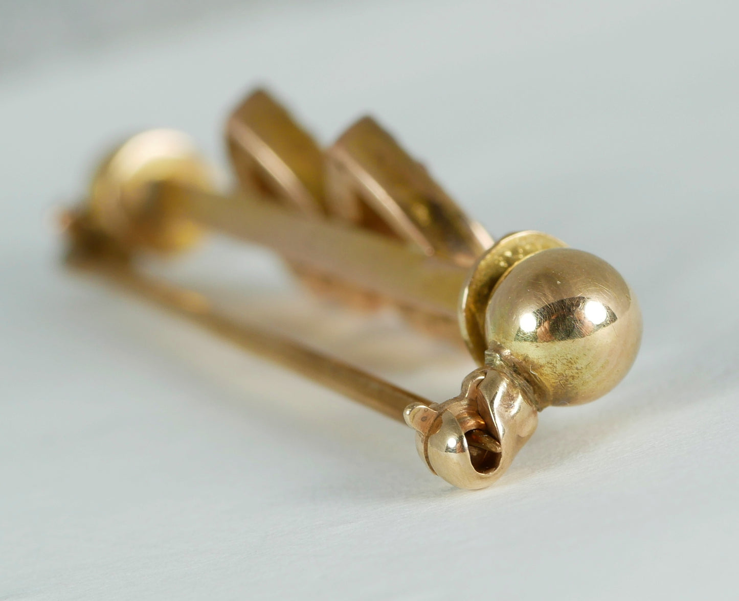 Antique English Solid 9ct Yellow Gold Seed Pearl & Garnet Twin Hearts Brooch Pin