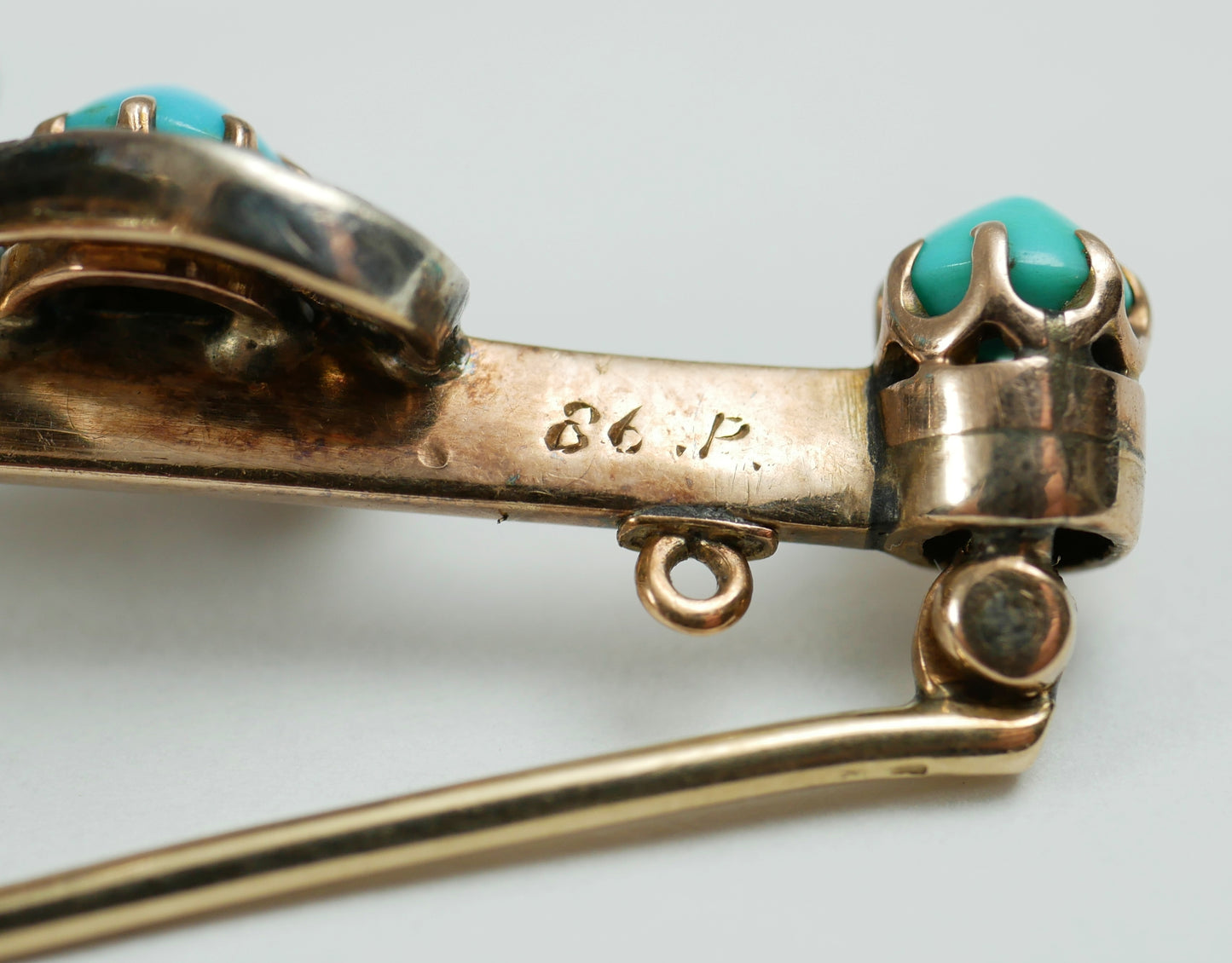 Antique Victorian 9ct Yellow Gold Turquoise Diamond Pearl Shamrock Brooch Clover