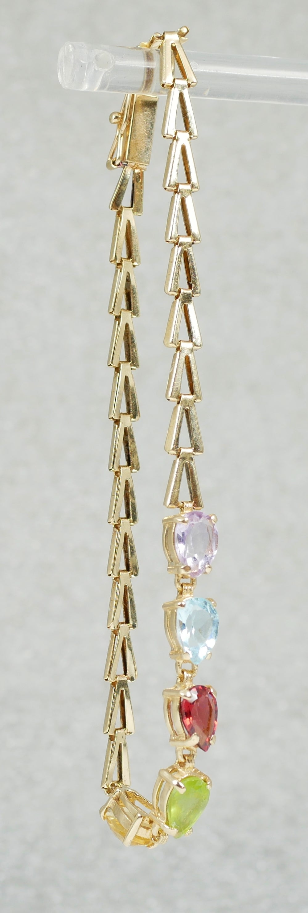 Vintage Solid 14ct Yellow Gold Harlequin Gemstone 18cm 7" Bracelet Chain 585