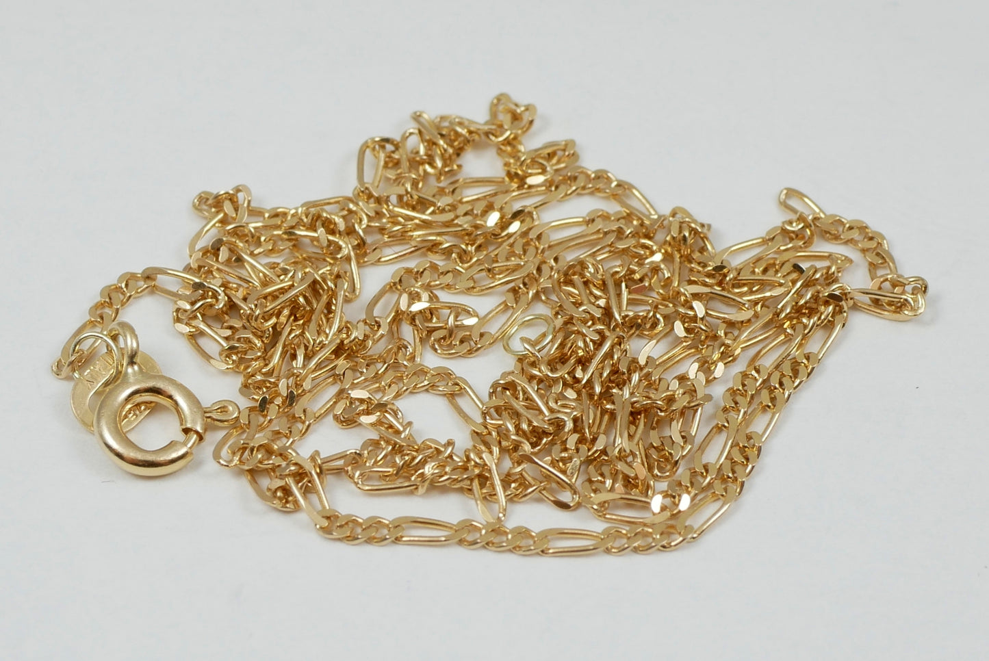 Italian Solid 9ct Yellow Gold 1.5mm Figaro Link Long 60cm 23.5" Necklace Chain
