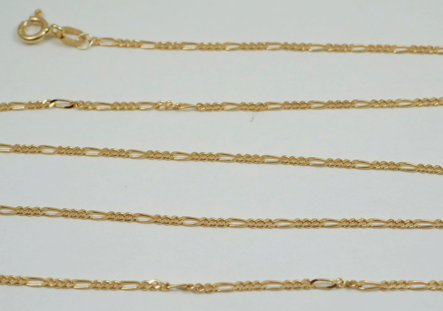 Italian Solid 9ct Yellow Gold 1.5mm Figaro Link Long 60cm 23.5" Necklace Chain