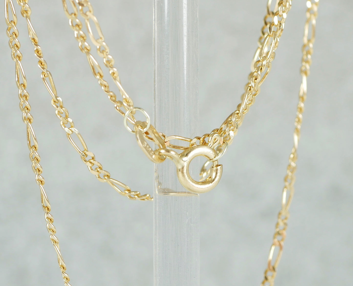 Italian Solid 9ct Yellow Gold 1.5mm Figaro Link Long 60cm 23.5" Necklace Chain