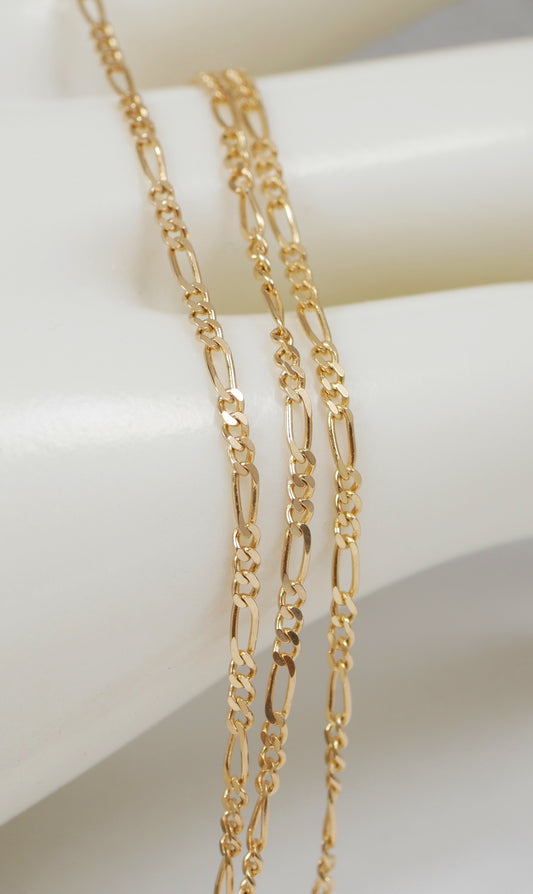 Italian Solid 9ct Yellow Gold 1.5mm Figaro Link Long 60cm 23.5" Necklace Chain