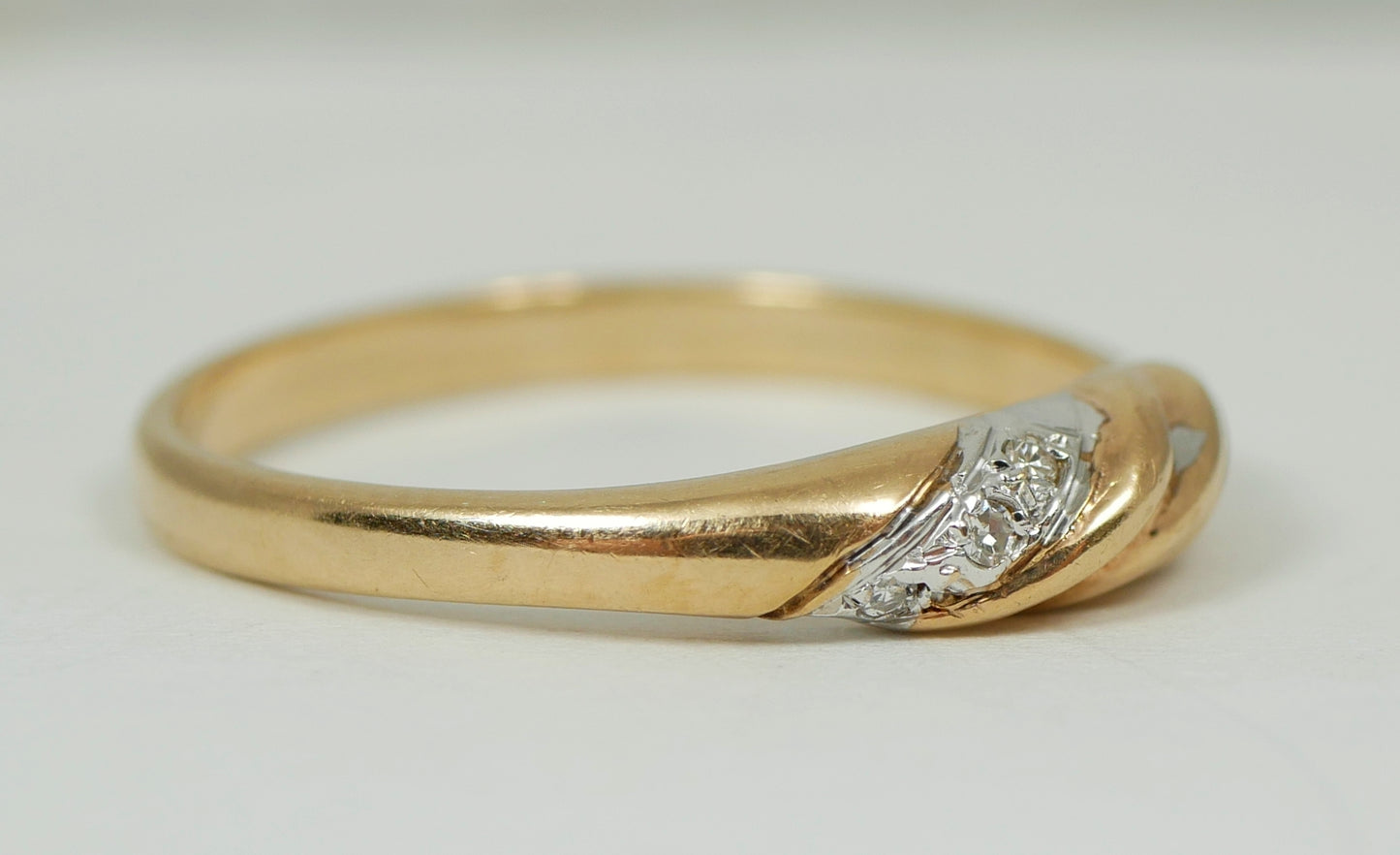 Vintage Solid 9ct Yellow Gold & Diamond Twisted Rope Dress Ring Size 7 N 54 375