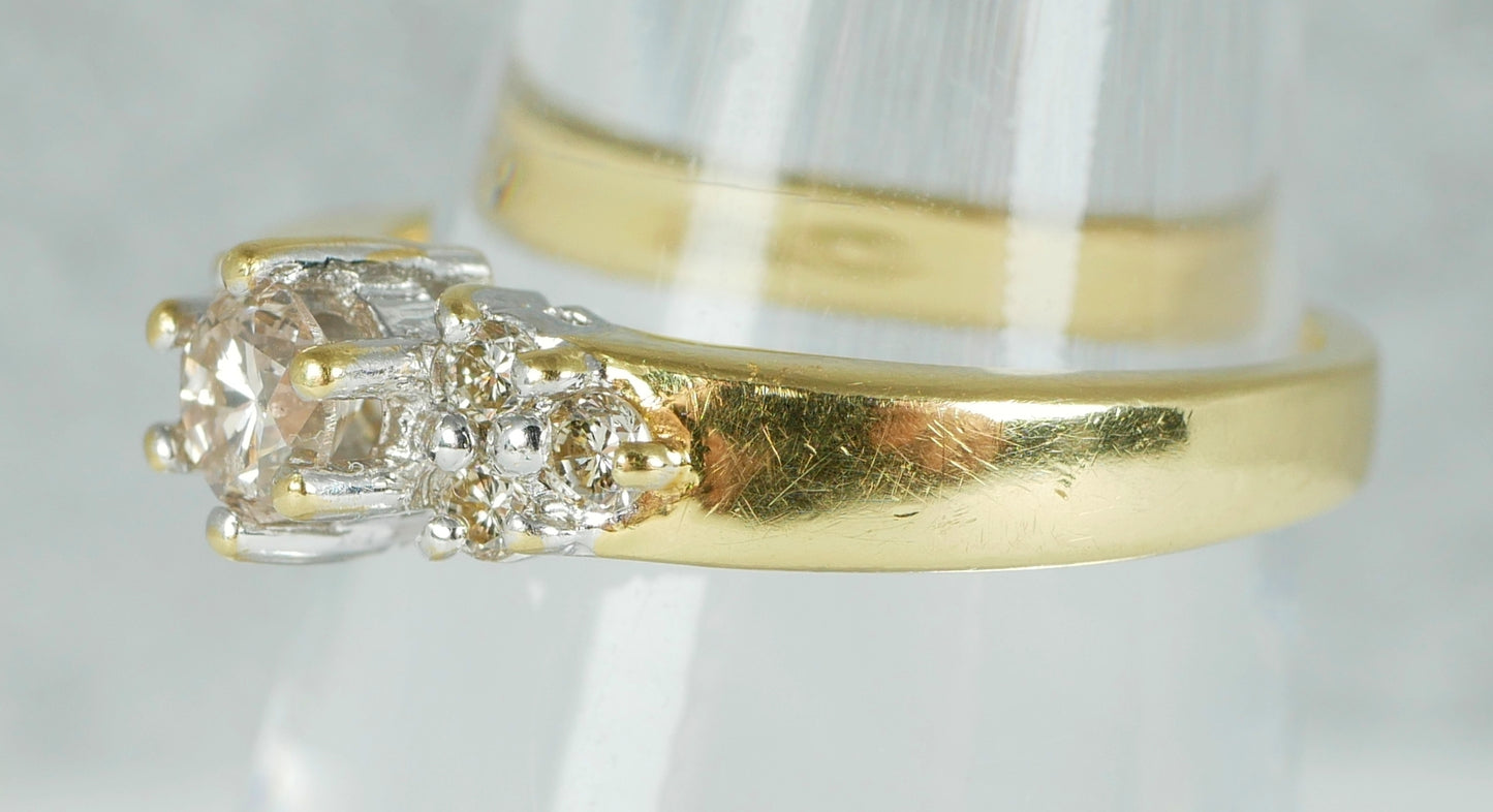 Solid 18ct Yellow Gold .35ct Diamond Cluster Dress Engagement Ring Size 6.5 M 52