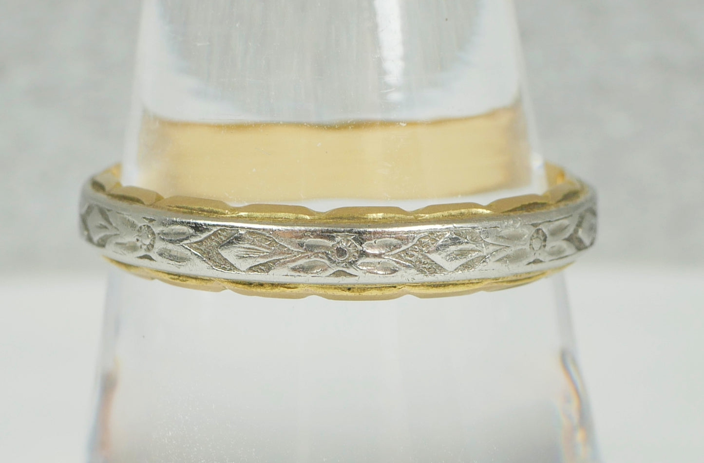 Vintage Elite Solid 18ct Yellow & White Gold 4mm Wedding Band Ring Size 9.5 S 60