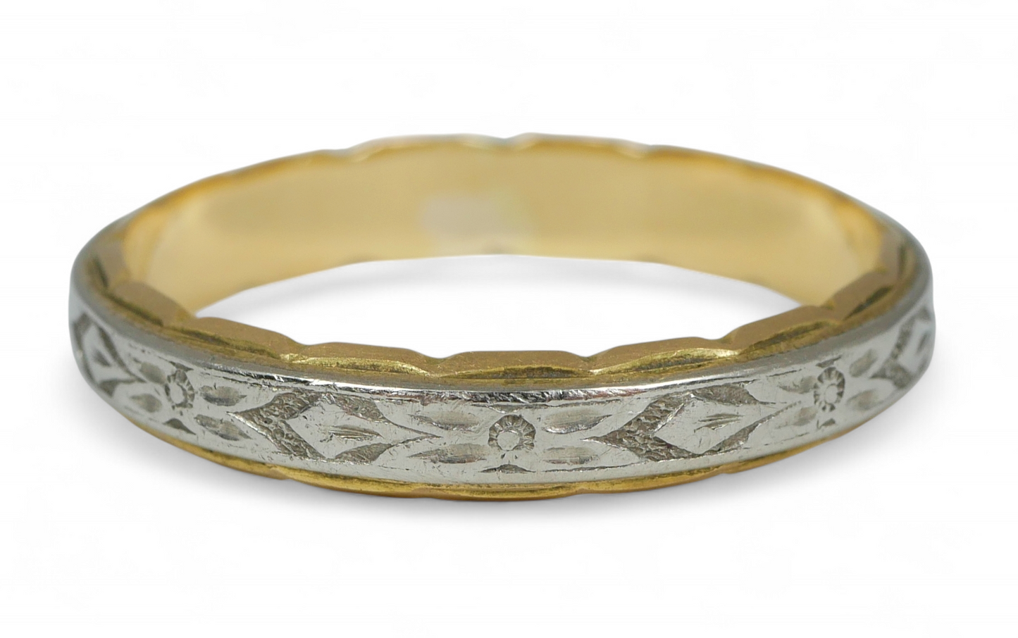 Vintage Elite Solid 18ct Yellow & White Gold 4mm Wedding Band Ring Size 9.5 S 60