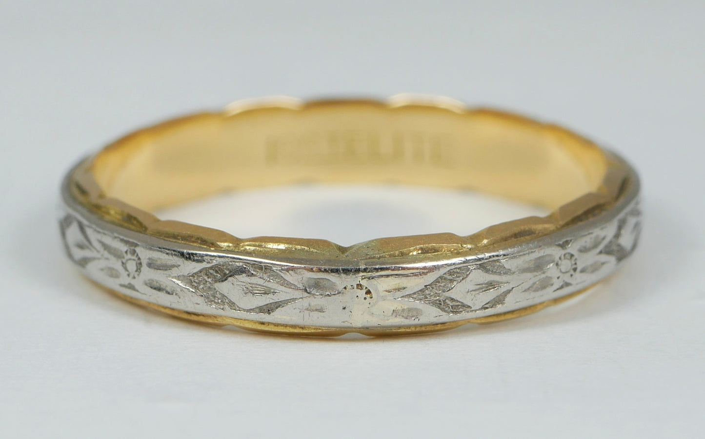 Vintage Elite Solid 18ct Yellow & White Gold 4mm Wedding Band Ring Size 9.5 S 60