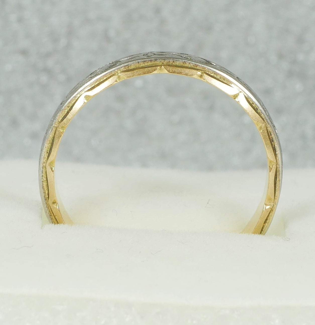 Vintage Elite Solid 18ct Yellow & White Gold 4mm Wedding Band Ring Size 9.5 S 60