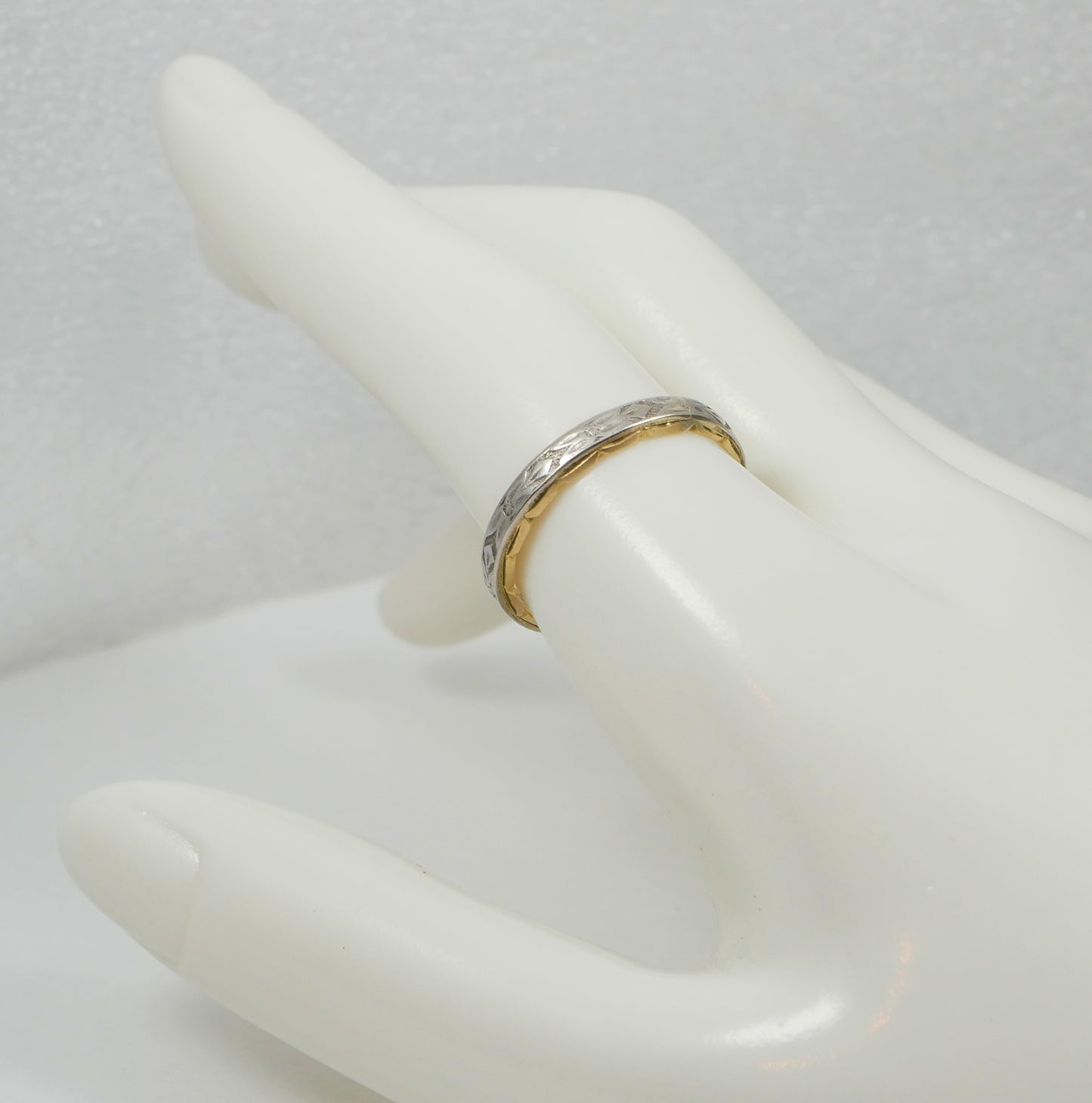Vintage Elite Solid 18ct Yellow & White Gold 4mm Wedding Band Ring Size 9.5 S 60