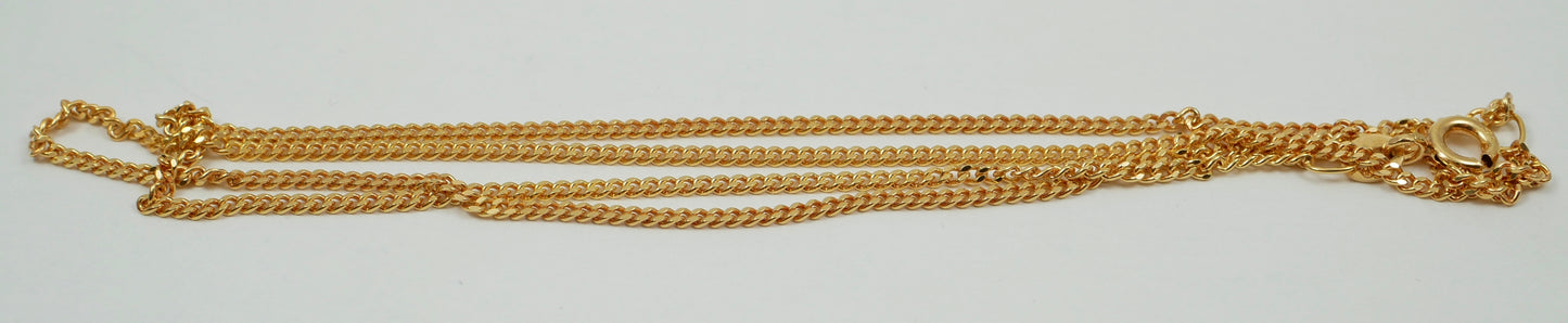 Italian Solid 9ct Yellow Gold 1.5mm Miami Cuban Chain 45cm 17.5" Necklace 2.92gm
