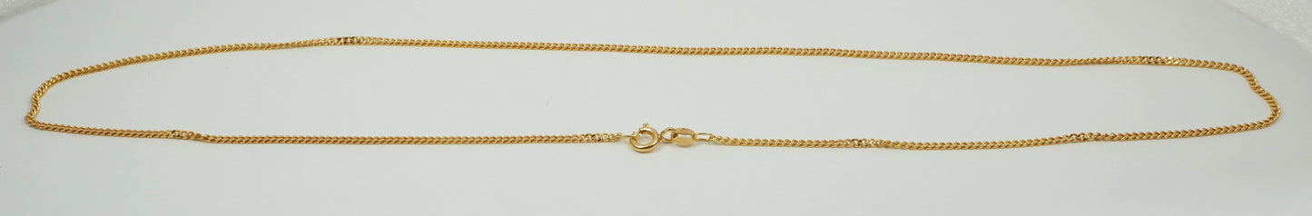 Italian Solid 9ct Yellow Gold 1.5mm Miami Cuban Chain 45cm 17.5" Necklace 2.92gm