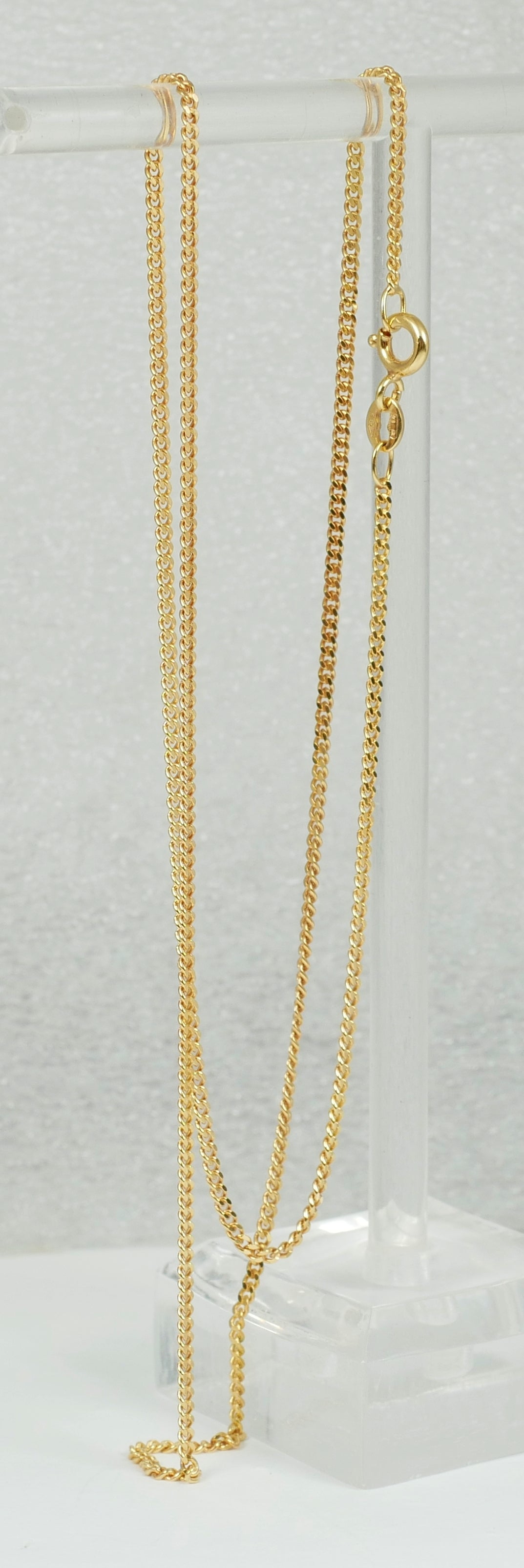 Italian Solid 9ct Yellow Gold 1.5mm Miami Cuban Chain 45cm 17.5" Necklace 2.92gm