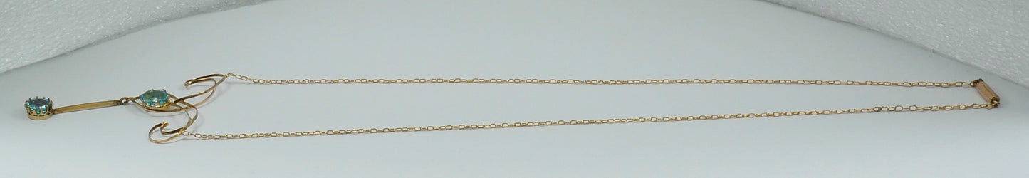 Antique Edwardian 1910 Solid 9ct Yellow Gold 44cm 17.5" Lavalier Chain Necklace