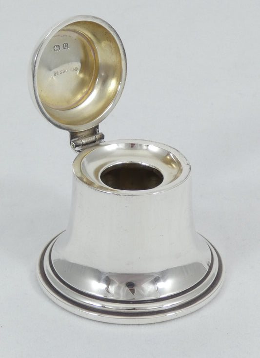 Antique Edwardian 1913 Sterling Silver 6cm Bell Shape Inkwell Ink Well Desk Set